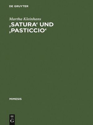 cover image of 'Satura' und 'pasticcio'